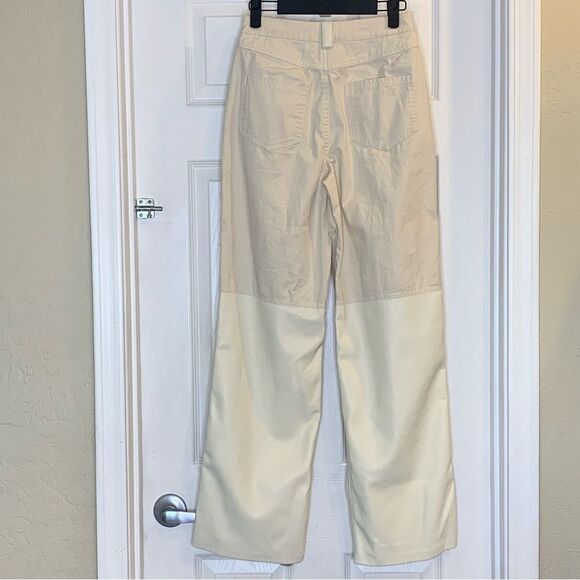 Mistress Rocks Faux Leather and Twill Paneled Pants Cream Size Extra Small - Picture 10 of 10